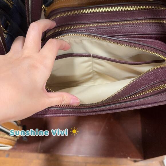 NWT Lauren Ralph Lauren Carrie Pebble Leather Crossbody Bag Wine Red - Picture 6 of 6